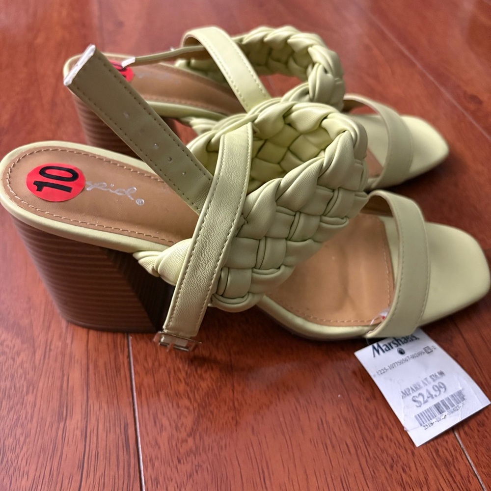 Qupid Braided Sandals with Block Heel